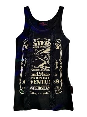 Hysteric Glamour Black Graphic Lace Cami Tank Top